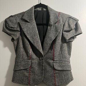 bebe Gray Blazer with Red Accents